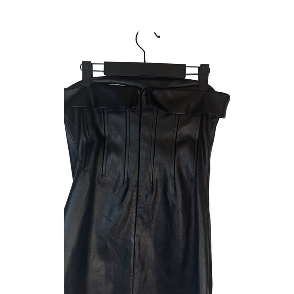 2/$30 Sky To Moon Large Black Faux Leather Mini Strapless Dress - Picture 10 of 13